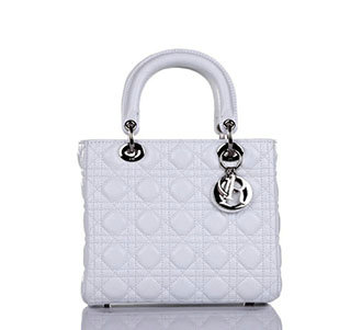lady dior lambskin leather bag 6322 white with silver hardware